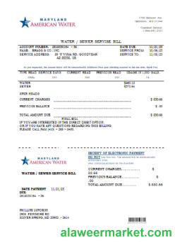 Maryland American Water Co utility business bill,  SCR